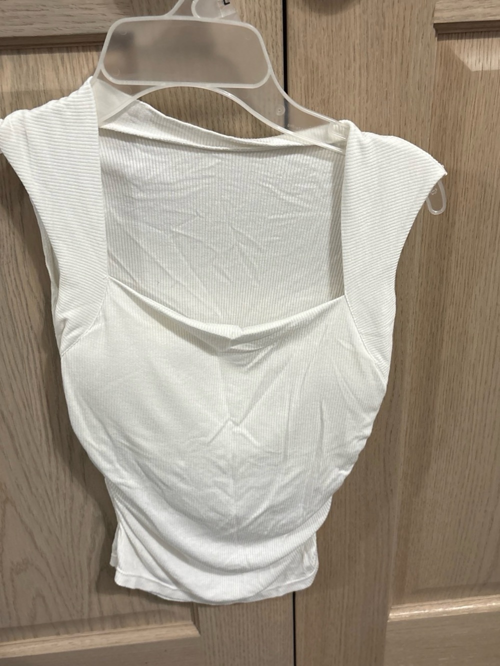 SHEIN White Ribbed Square-Back Crop Tank